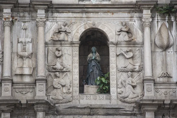 Närbild fasad i förstört kyrkan st paul. Macau. Kina — Stockfoto