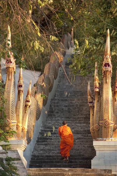 Barefooted buddhist monks in Chiang Mai Thailand — Stock Photo, Image