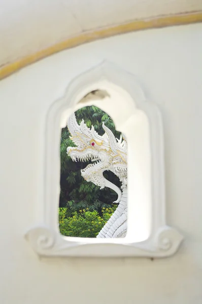 Thai style dragon on white wall — Stock Photo, Image