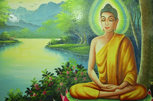 Buda pintura no templo — Fotografia de Stock