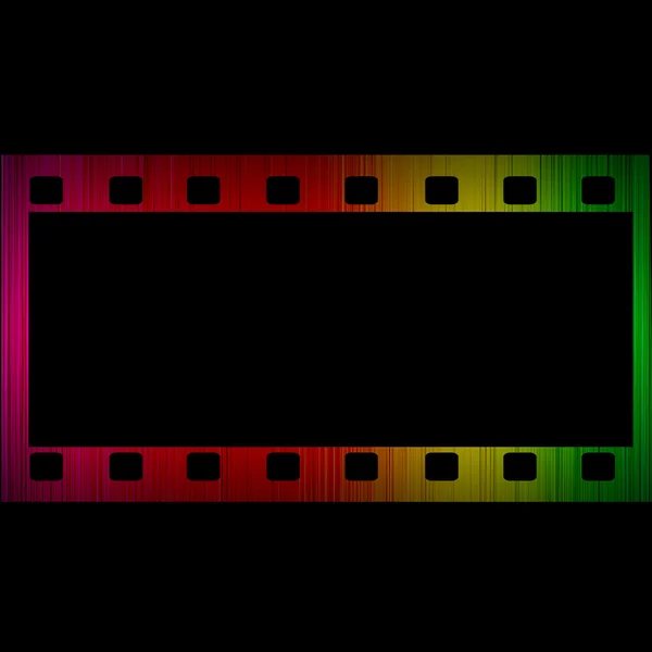 Film taśmy spektrum świecące na białym tle na czarnym tle. — Zdjęcie stockowe
