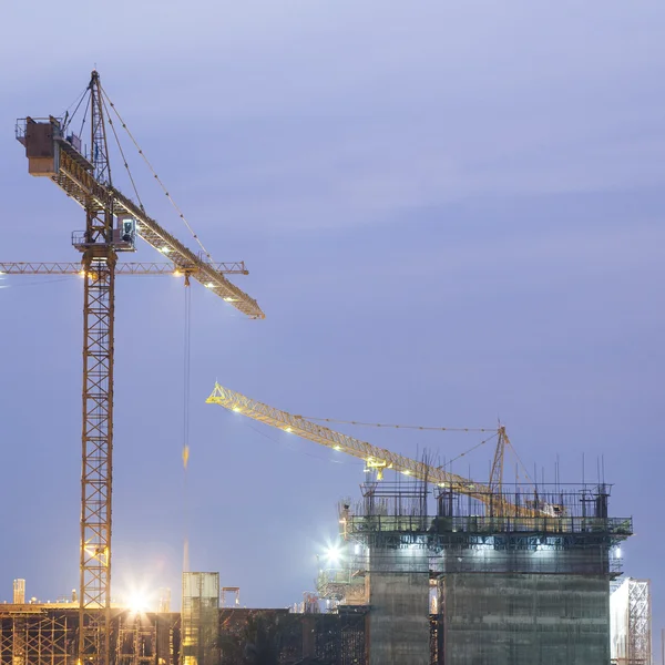 Construction site building on twilight time — Stock Photo, Image