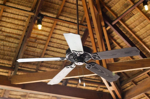 Vintage fan on wood ceiling — Stock Photo, Image