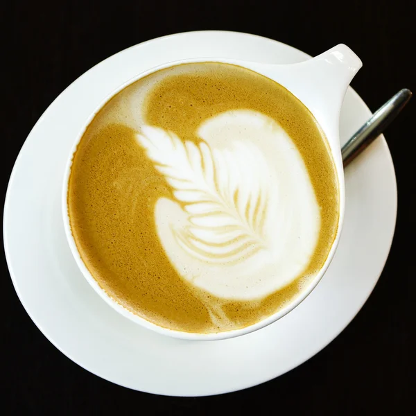 Latte Art heißer Kaffee — Stockfoto