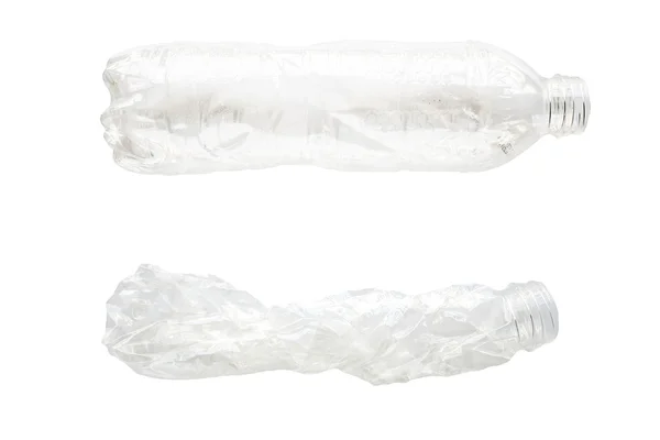 Пляшка з водяного пластику повна і плоска — стокове фото