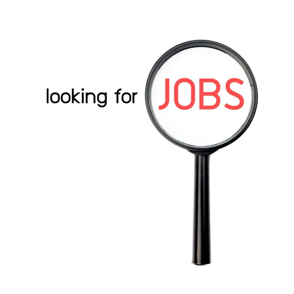 Suche nach Jobs mit Lupe isoliert auf weißem Hintergrund — Stockfoto