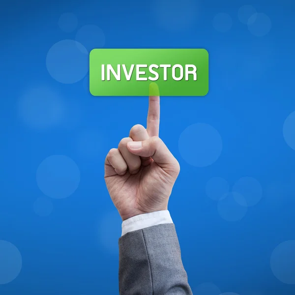 Investor business man press button — Stock Photo, Image