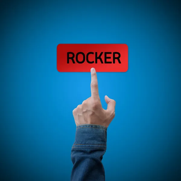 Rock button with real hand — Stock Photo, Image