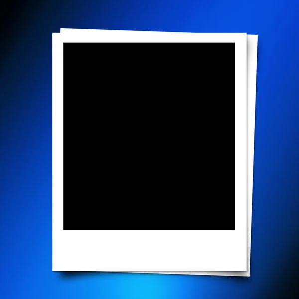 Marco de fotos sobre fondo de plantilla azul abstracto con iluminación f —  Fotos de Stock