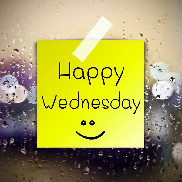 Happy Wednesday with water drops background with copy space — Stock Photo, Image