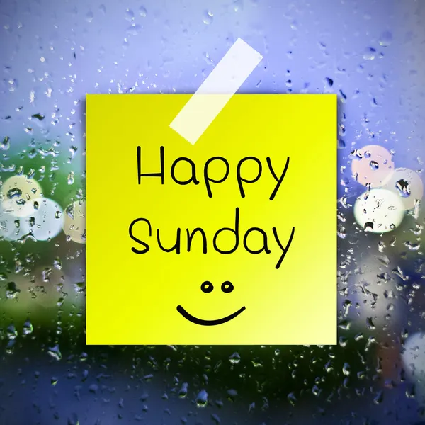 Happy Sunday with water drops background with copy space — Stock Photo, Image