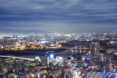 Osaka city twilight üst görünümden umeda gökyüzü
