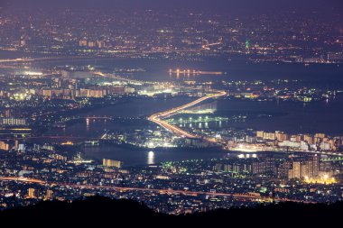 10 milyon dolar gece manzarası. Kobe. Japonya