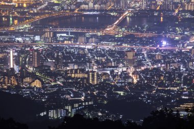 10 milyon dolar gece manzarası. Kobe. Japonya