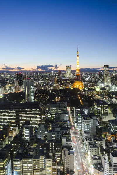 Torre de Tokio skyline ciudad espacio puesta de sol vista —  Fotos de Stock