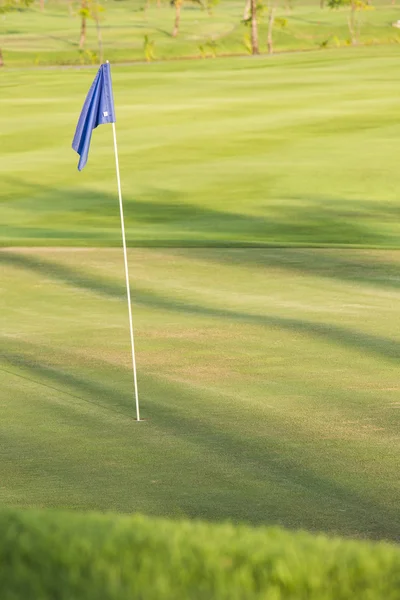 绿色的田野高尔夫与标志 — 图库照片