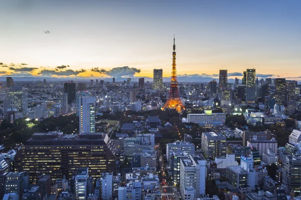 Tokio ciudad espacio puesta de sol vista — Foto de Stock