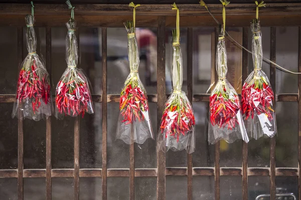 Würzige chilli vor dem haus japan — Stockfoto