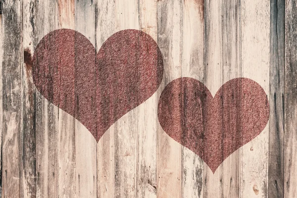 Coeur d'amour sur fond bois vintage texture — Photo