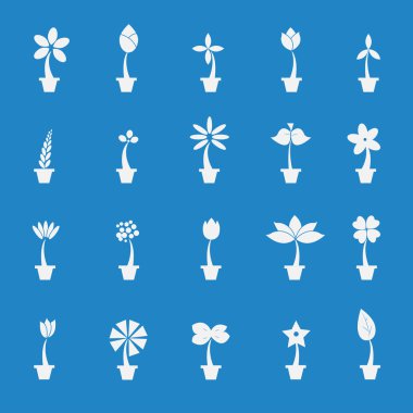 pot Icon set çiçeklenir. vektör. eps10