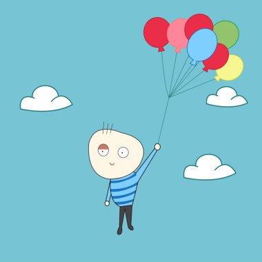 mutlu bir çocukluk uçan balonlar ile