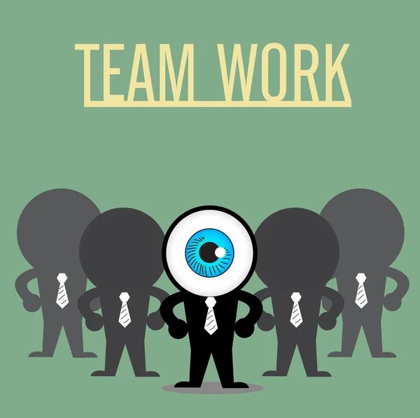 El liderazgo del ojo azul con el trabajo en equipo — Vector de stock