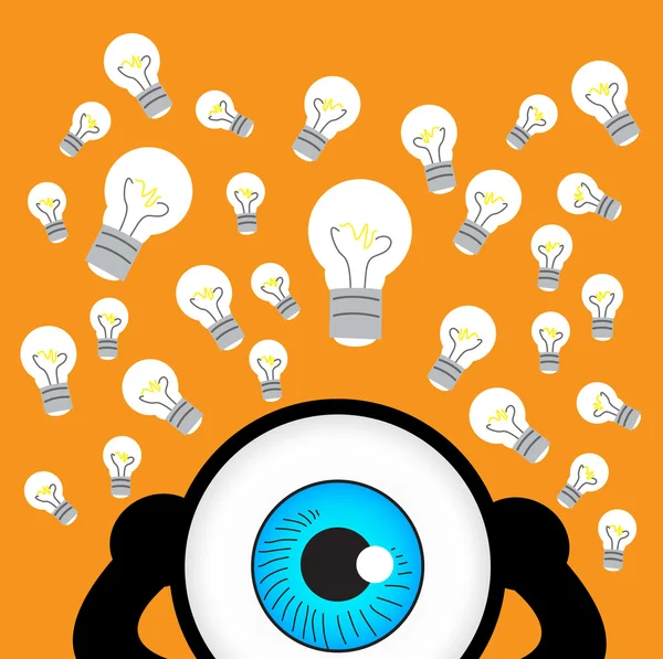 The blue eye thinking with many idea — Stock Vector