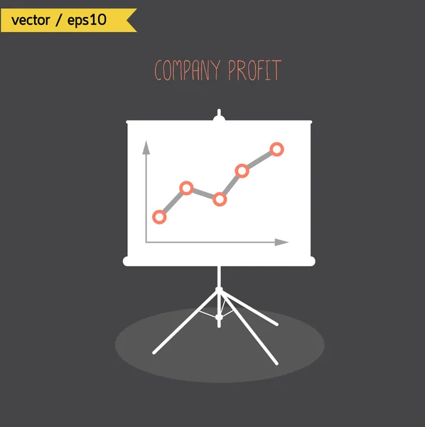 Empresa lucra crescimento gráfico em placa branca. vector. eps10 — Vetor de Stock