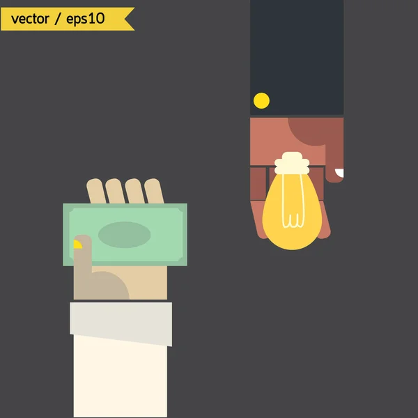 Uitwisseling geld en idee lamp. vector. eps10 — Stockvector