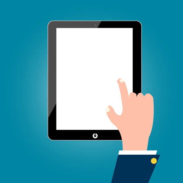 Realistiska tablet PC med touch mänskliga affärsman. eps10 — Stock vektor