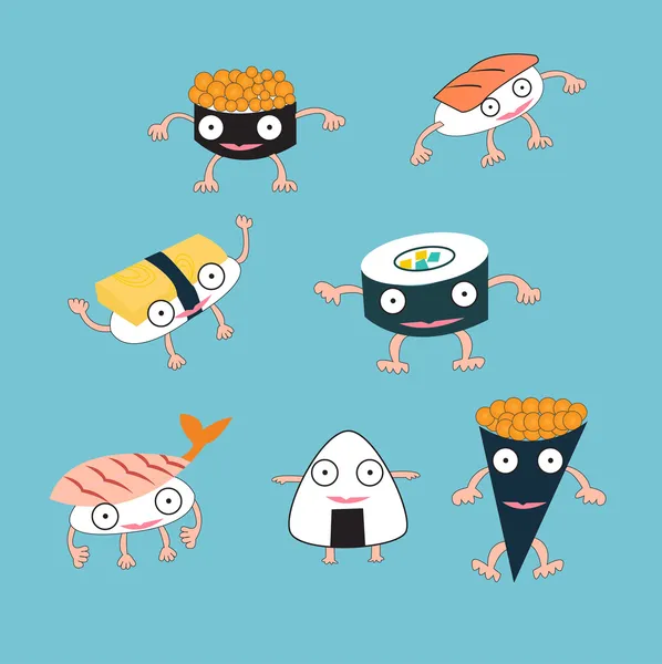 Sushi Japans eten cartoon monster concept — Stockvector