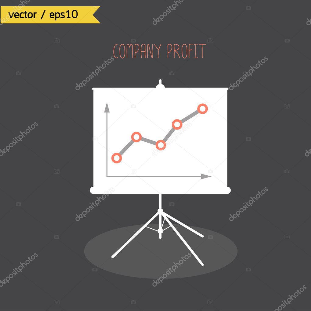 Company profits graph growth up on white board. vector. eps10