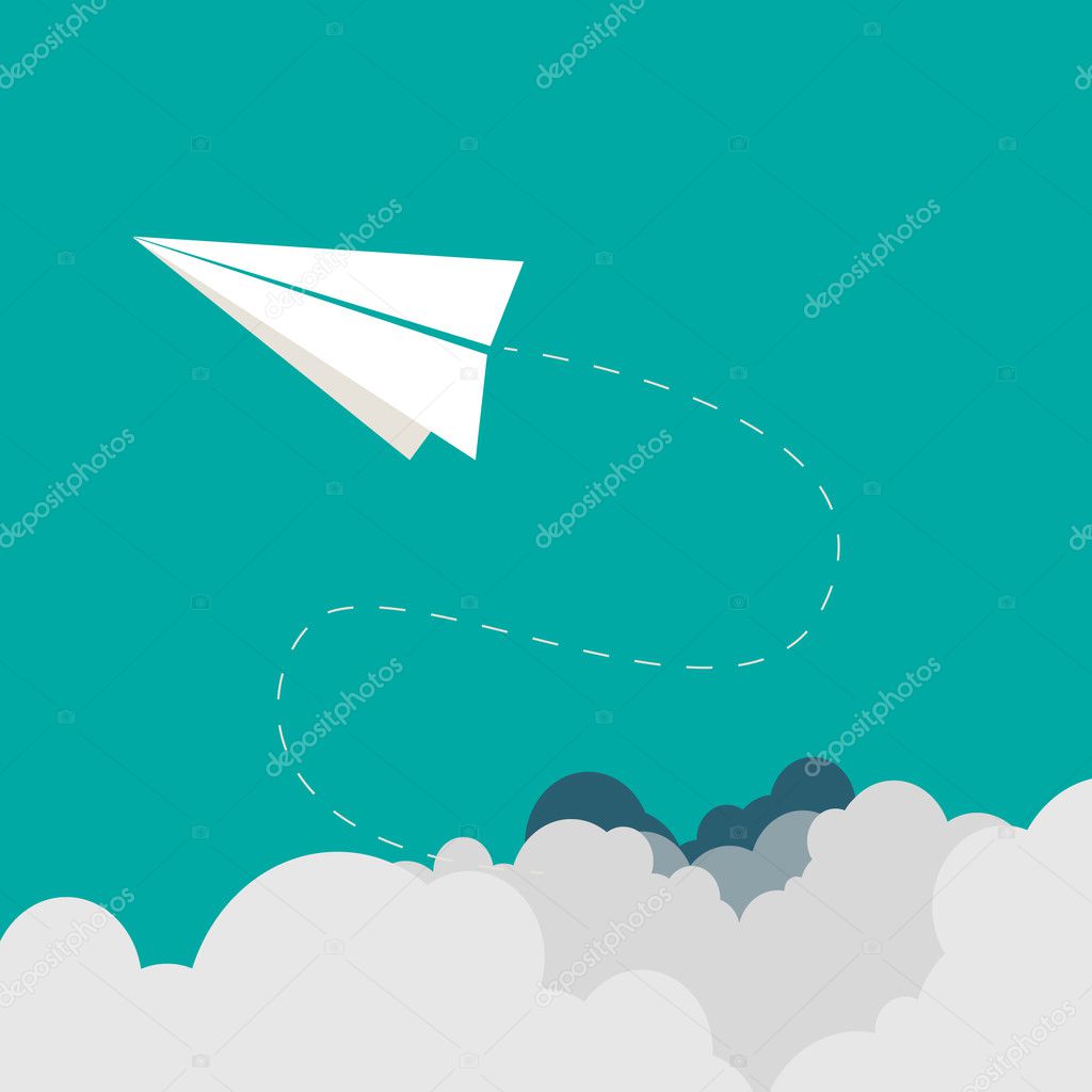 Paper plane on cloud. FREEDOM LIFE CONCEPT
