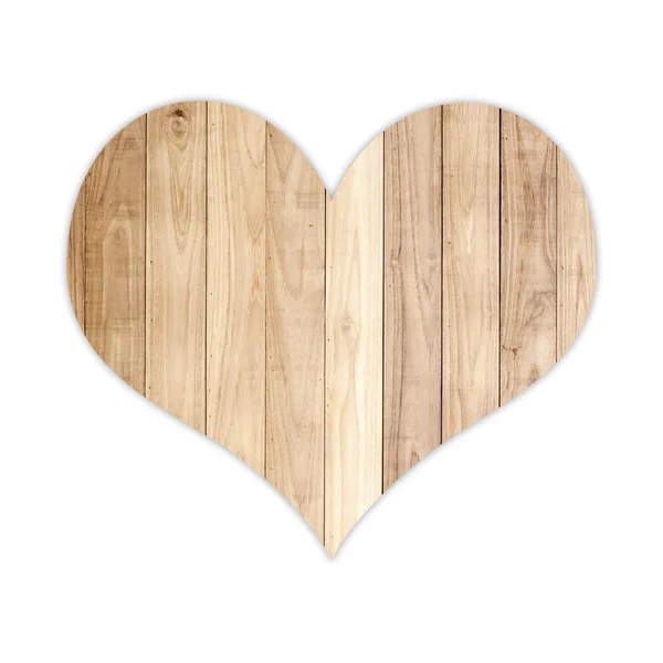 Dřevěné srdce tvar izolovaných na bílém pozadí — Stock fotografie