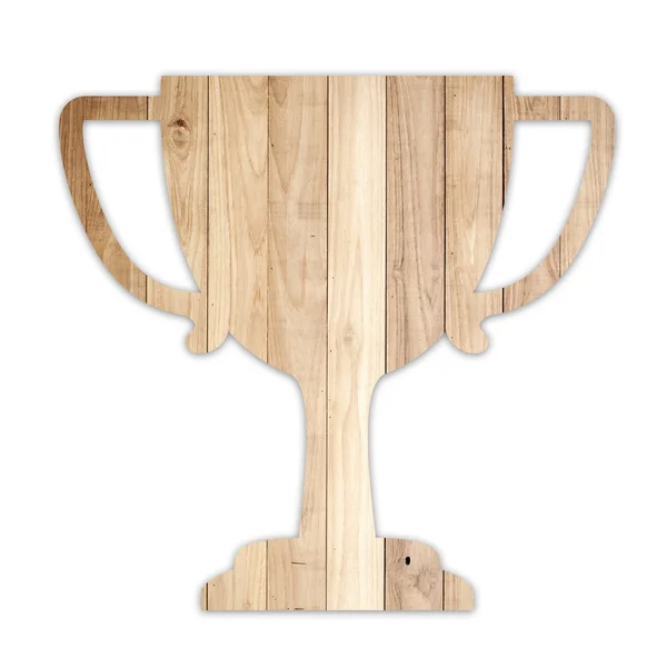 Wood trophy shape isolated on white background — Stock Photo, Image