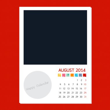 Calendar August 2014, Photo frame background clipart