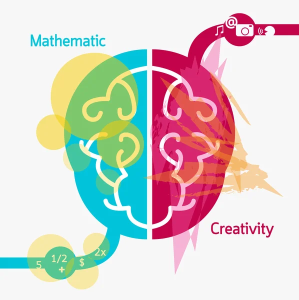 Brain illustration drawing concept creativity. — Stock Vector