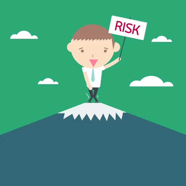 Риск бизнес-концепции. Карикатура на зеленом фоне . — стоковый вектор