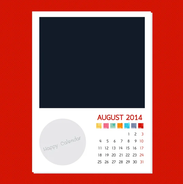 Kalendář srpen 2014, Foto rámeček pozadí — Stockový vektor
