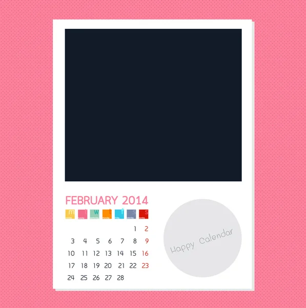 Calendario febrero 2014, Marco de fotos de fondo — Archivo Imágenes Vectoriales