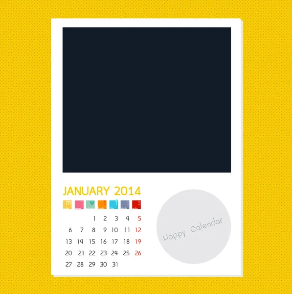 Calendar January 2014, Photo frame background — Stock Vector