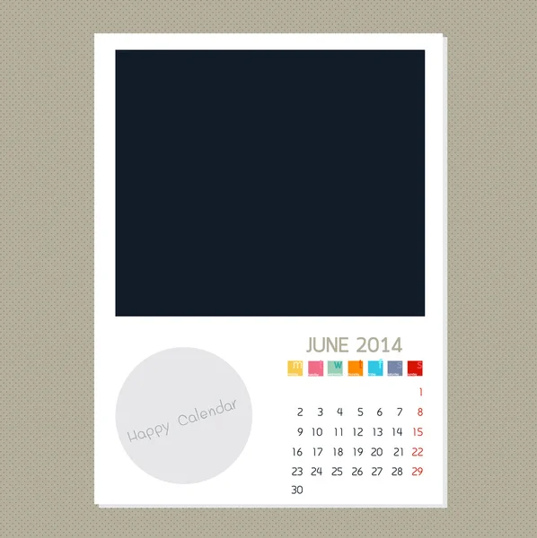 Календар червень 2014, фоторамка фон — стоковий вектор