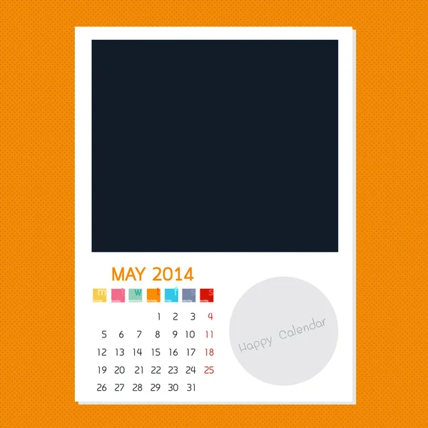 Kalendář může 2014, Foto rámeček pozadí — Stockový vektor