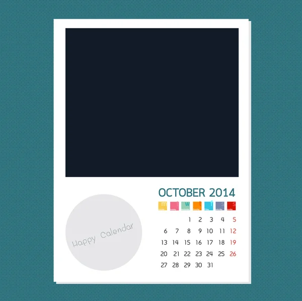 Kalendarz października 2014, Zdjęcie rama tło — Wektor stockowy