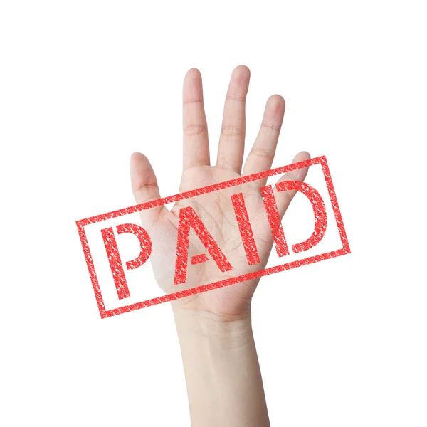 PAID red stamp hand concept isolated white background — Stock Photo, Image