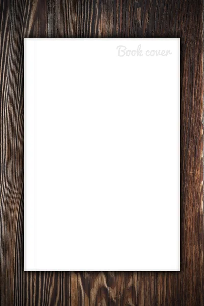 Blank book or magazine cover on wood background — Stock Photo, Image