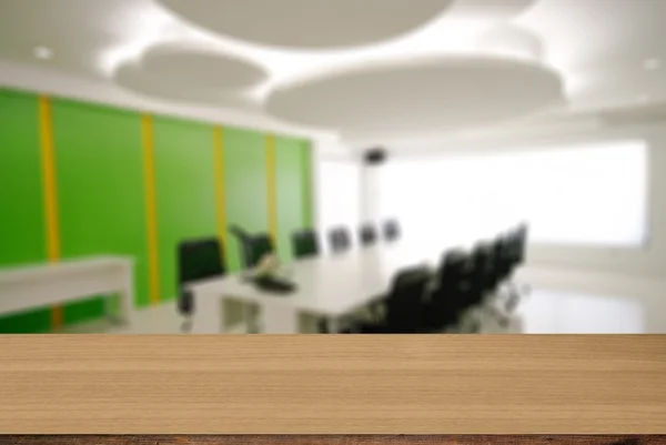 Wood desk decoration with Office Working Area background — Stock Photo, Image