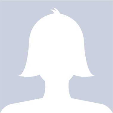 Female profile avatar icon white on blue background use for soci