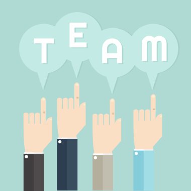 ekip iş el ile kabarcık teklif conceptuals.