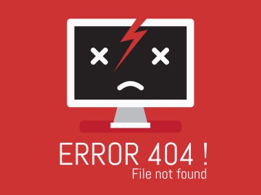 404 Error file not found on website page clipart